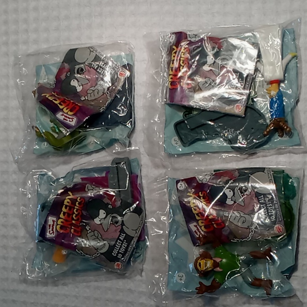 Vintage Burger King 2002 Simpsons Creepy Classics Lot of 4 New In Bags